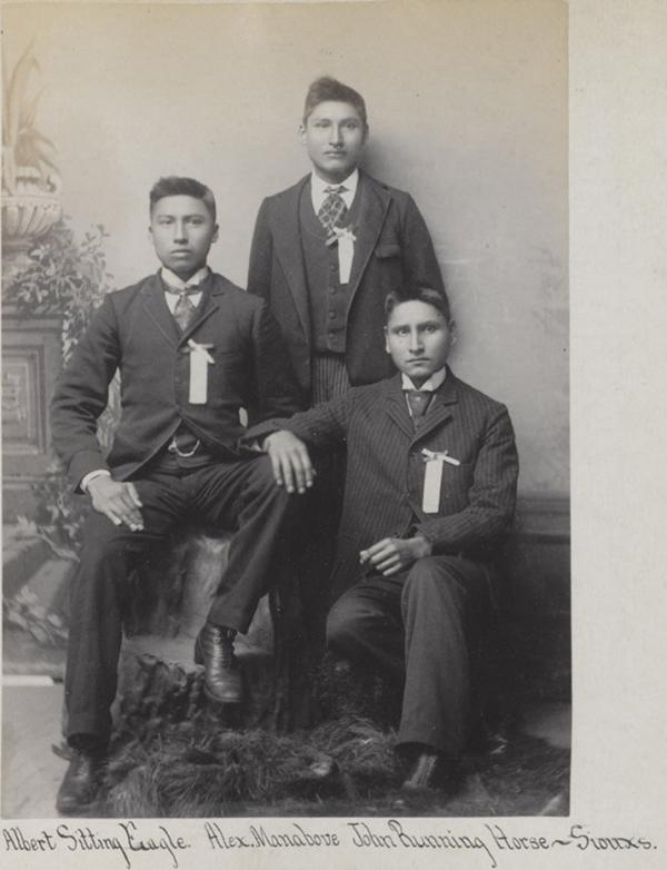 Alexander Manabove, Albert Sitting Eagle, and John Runninghorse [version 2], c.1892