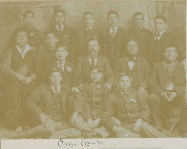 Group of Osage students and chiefs, c.1895