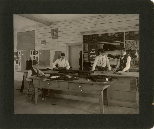 Students Cutting Cloth in the Tailor Shop, 1901