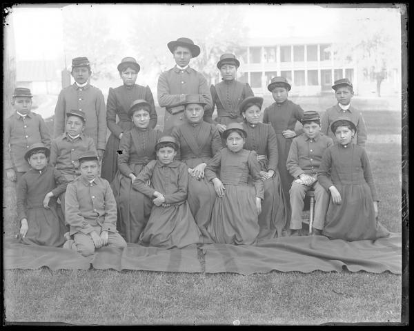 Seventeen Sioux students, c.1888