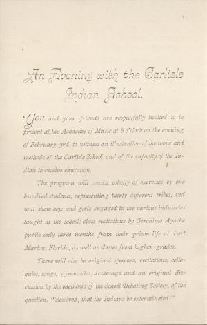 "An Evening with the Carlisle Indian School"
