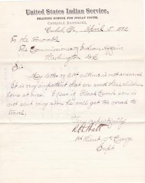 Permission Sought to Return Sick Students Home in April 1882