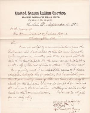 Notice of Invitation to Pennsylvania Bi-Centennial Committee