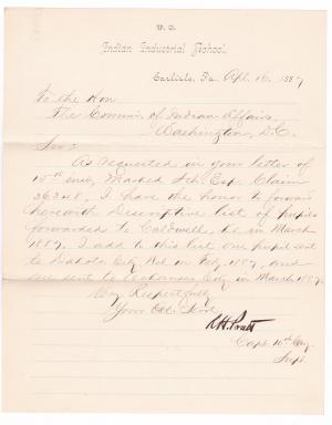 Explanatory Letter for Descriptive Statement of Students for March 1887