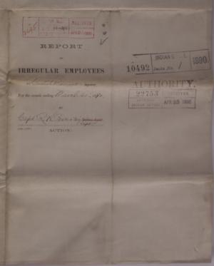 Report of Irregular Employees, March 1890