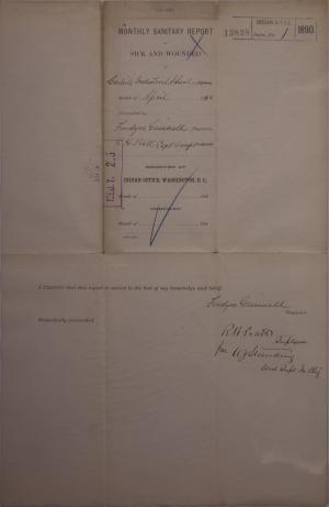 Monthly Sanitary Report of Sick and Wounded, April 1890