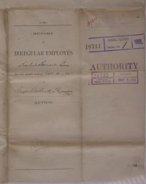 Report of Irregular Employees, April 1891