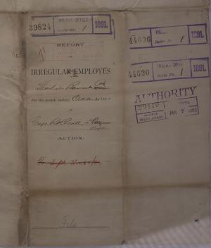 Report of Irregular Employees, October 1891