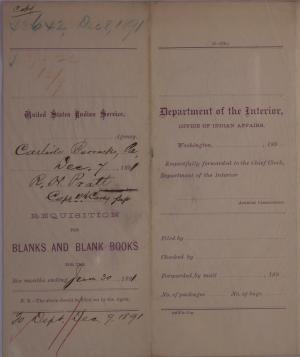 Requisition for Blanks and Blank Books, December 1891