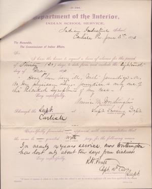 Annie M. Worthington's Application for Leave of Absence