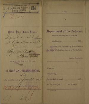 Requisition for Blanks and Blank Books, January 1894