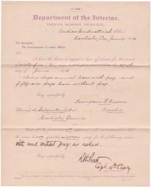 Tennyson L. Deavor's Application for Leave of Absence 