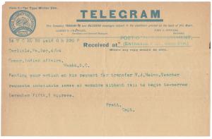 William J. Nolan's Request for Indefinite Leave of Absence (Telegram)