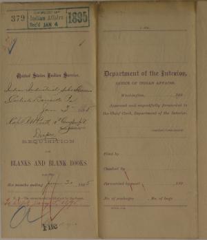 Requisition for Blanks and Blank Books, January 1895