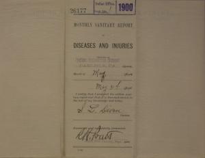 Monthly Sanitary Report of Diseases and Injuries, May 1900