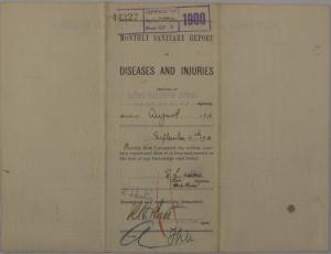 Monthly Sanitary Report of Diseases and Injuries, August 1900