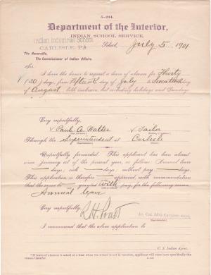 Paul A. Walter's Application for Leave of Absence