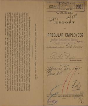Report of Irregular Employees, October 1901