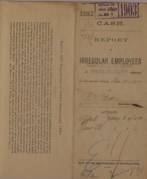 Report of Irregular Employees, December 1902