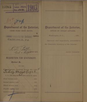 Requisition for Stationery, April 1903