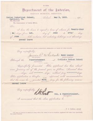 James R. Wheelock's Application for Annual Leave of Absence