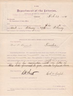 Ora B. Bryant's Application for Leave of Absence 