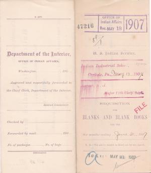 Requisition for Blanks and Blank Books, May 1907