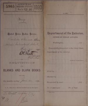 Requisition for Blanks and Blank Books, February 1890 