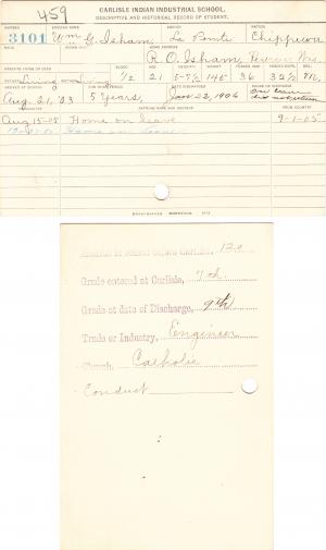William G. Isham Student File