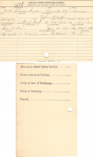 Clarence Snyder Student File