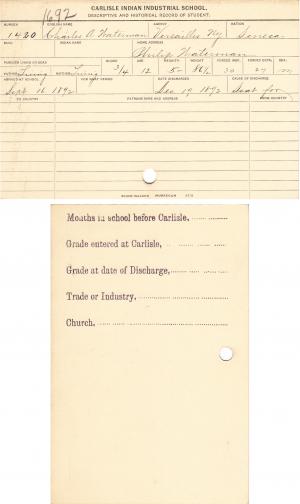 Charles A. Waterman Student File