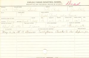 George Buck Student Information Card