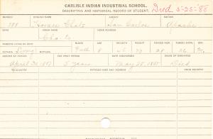 Horace Chato (Cha-to) Student Information Card