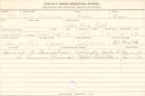 Charles Clawson Student Information Card