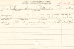 Daniel Conaby Student Information Card