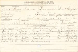 Frank Crouse Student Information Card