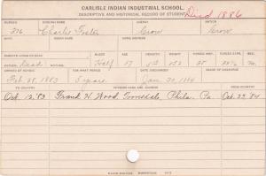 Charlie Foster Student Information Card