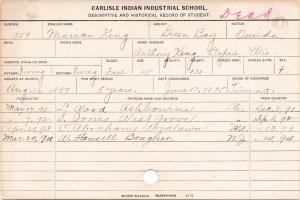 Marian King Student Information Card