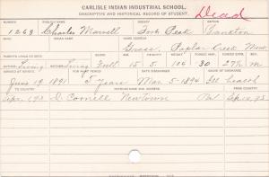 Charles Marvell Student Information Card
