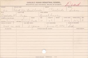 Edith Brushbreaker (Pipe) Student Information Card