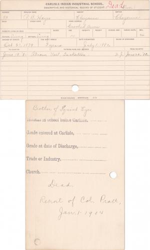 R. B. Hayes Student Information Card
