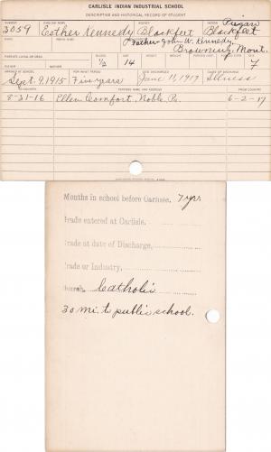 Esther Kennedy Student Information Card