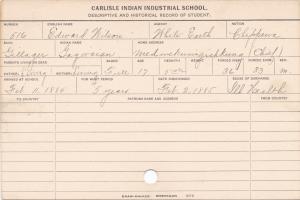 Edward Wilson (Gagwaian) Student Information Card