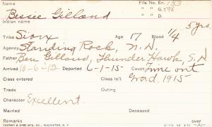 Bessie Gilland Student Information Card