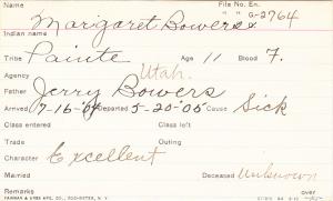 Margaret Bowers Student Information Card