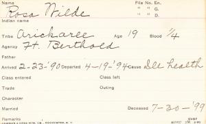 Rose Wilde Student Information Card