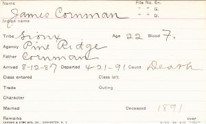 James Cornman Student Information Card