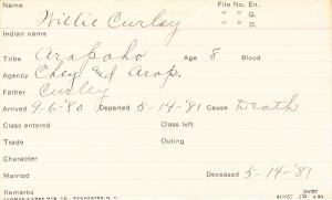 Willie Curley Student Information Card