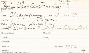Charles Fineday Student Information Card