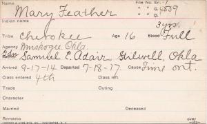 Mary Feather Student Information Card
